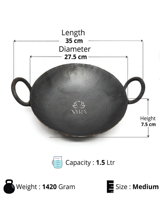 Nyra Kitchenware Black Iron Dishwasher Safe Serving Kadhai 1.5L - Image 2